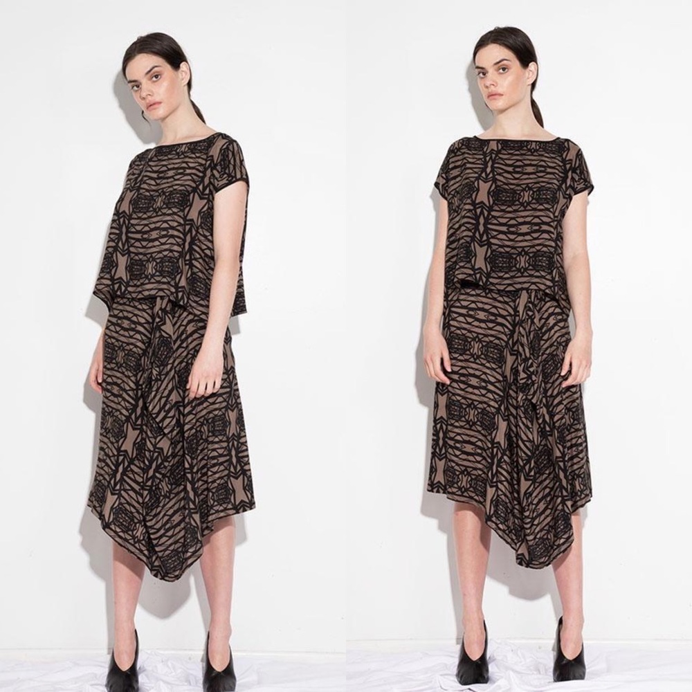 H FREDRIKSSON | drip skirt bridge in taupe